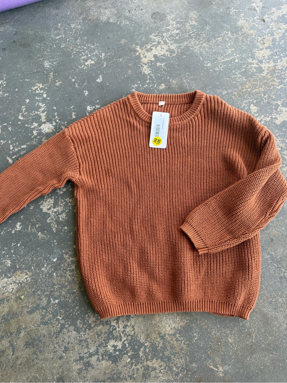 Kids oversized Crewneck Knit Sweater - Rust